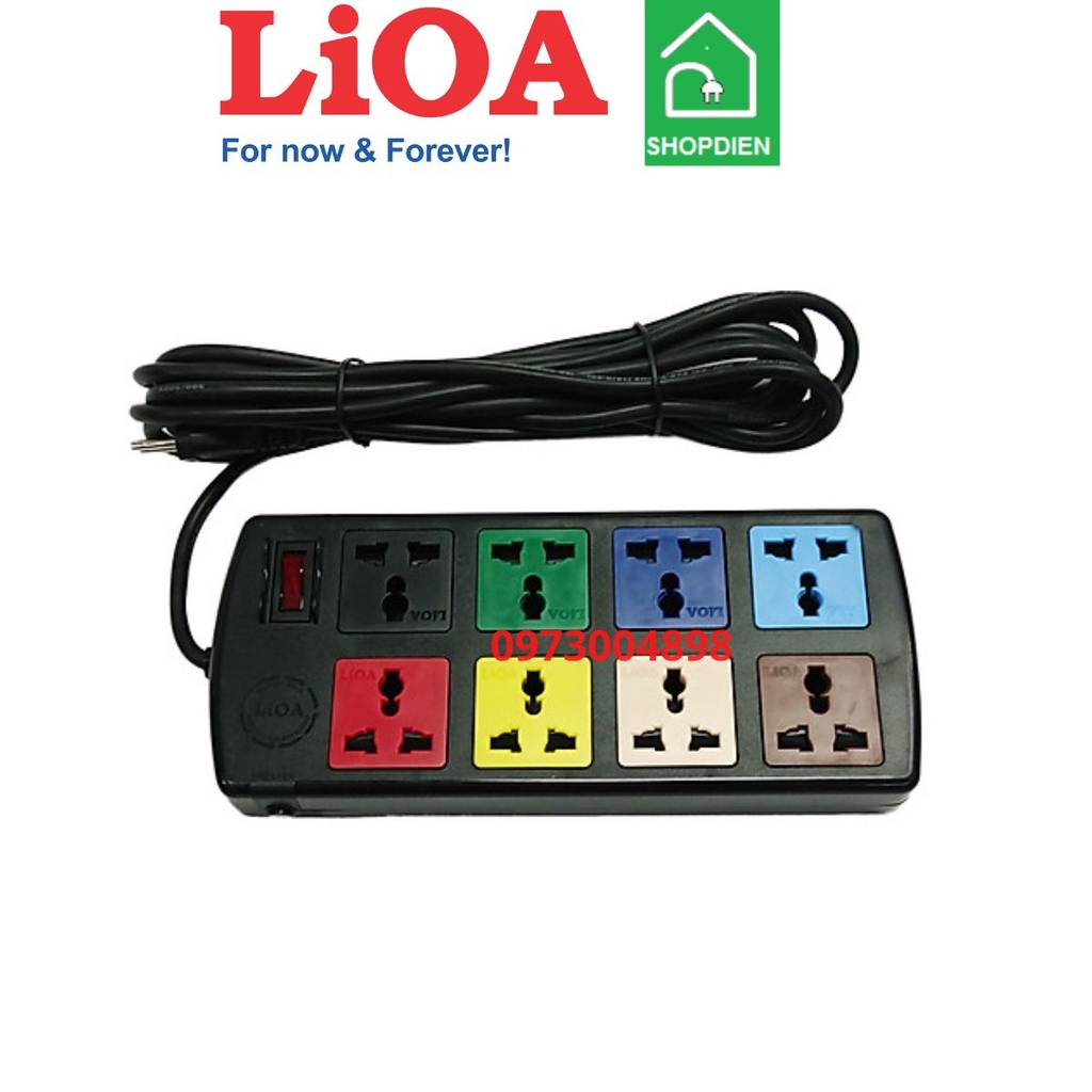 8D52N LIOA Ổ cắm kéo dài 8 cổng đa năng 2500W 5m
