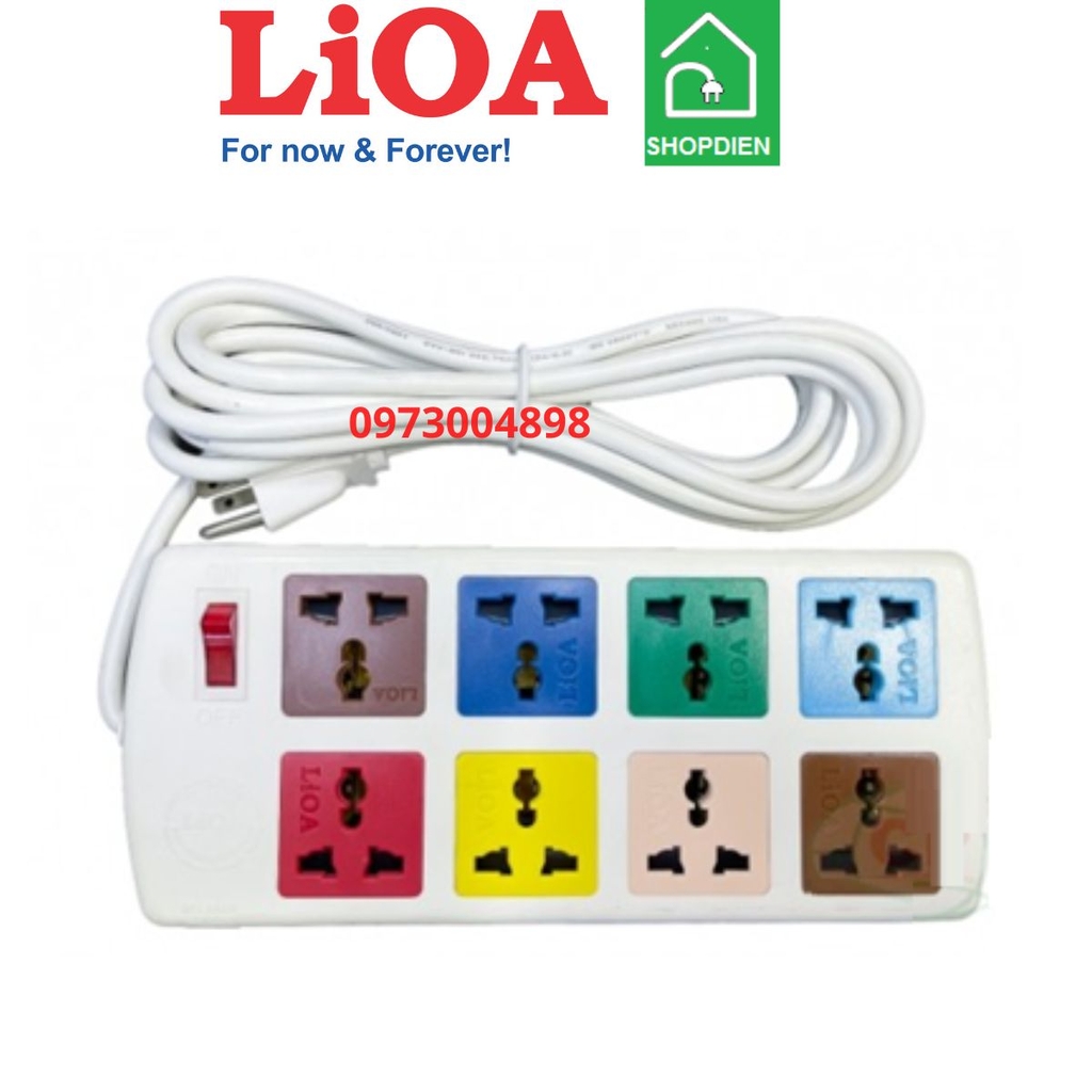 8D52WN LIOA Ổ cắm kéo dài 8 cổng đa năng 2500W 5m