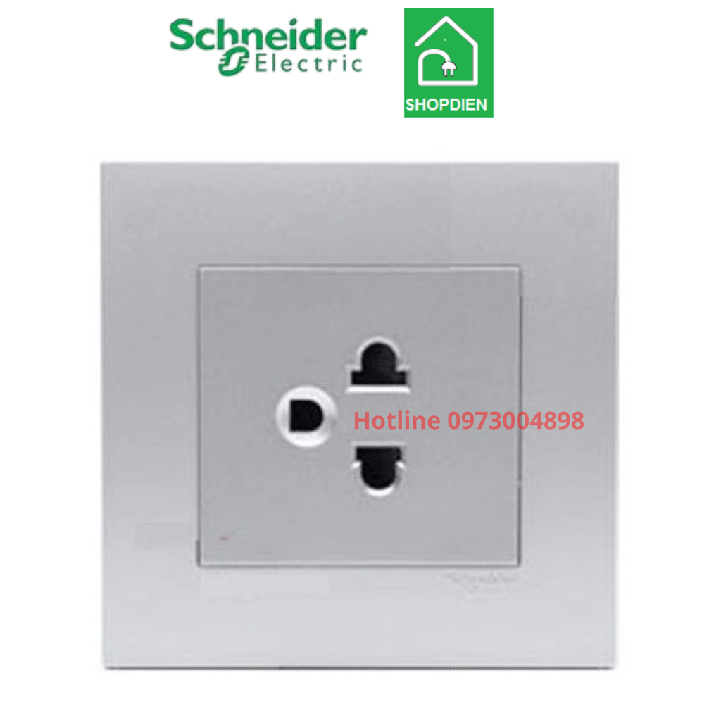 Ổ cắm đơn 3 chấu 16A Schneider Vivace KB426UEST_AS_G19 Màu xám bạc 2P+E socket