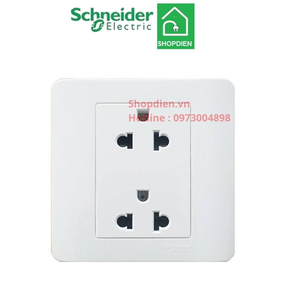 Ổ cắm đôi 3 chân Schneider Zencelo E84426UES2_WE_G19 màu trắng