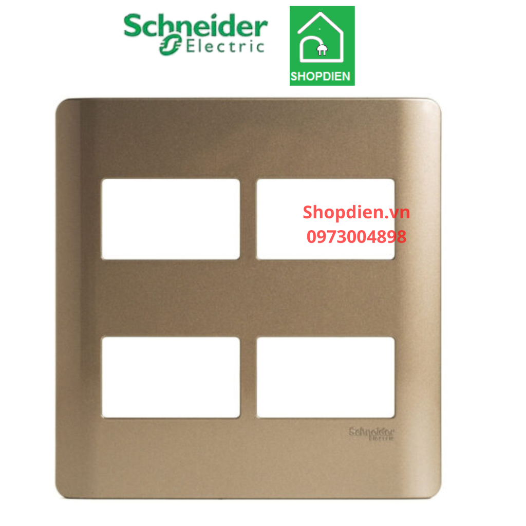A84T04L_SZ_G19 Schneider Mặt 4 thiết bị ZENCELO A màu đồng