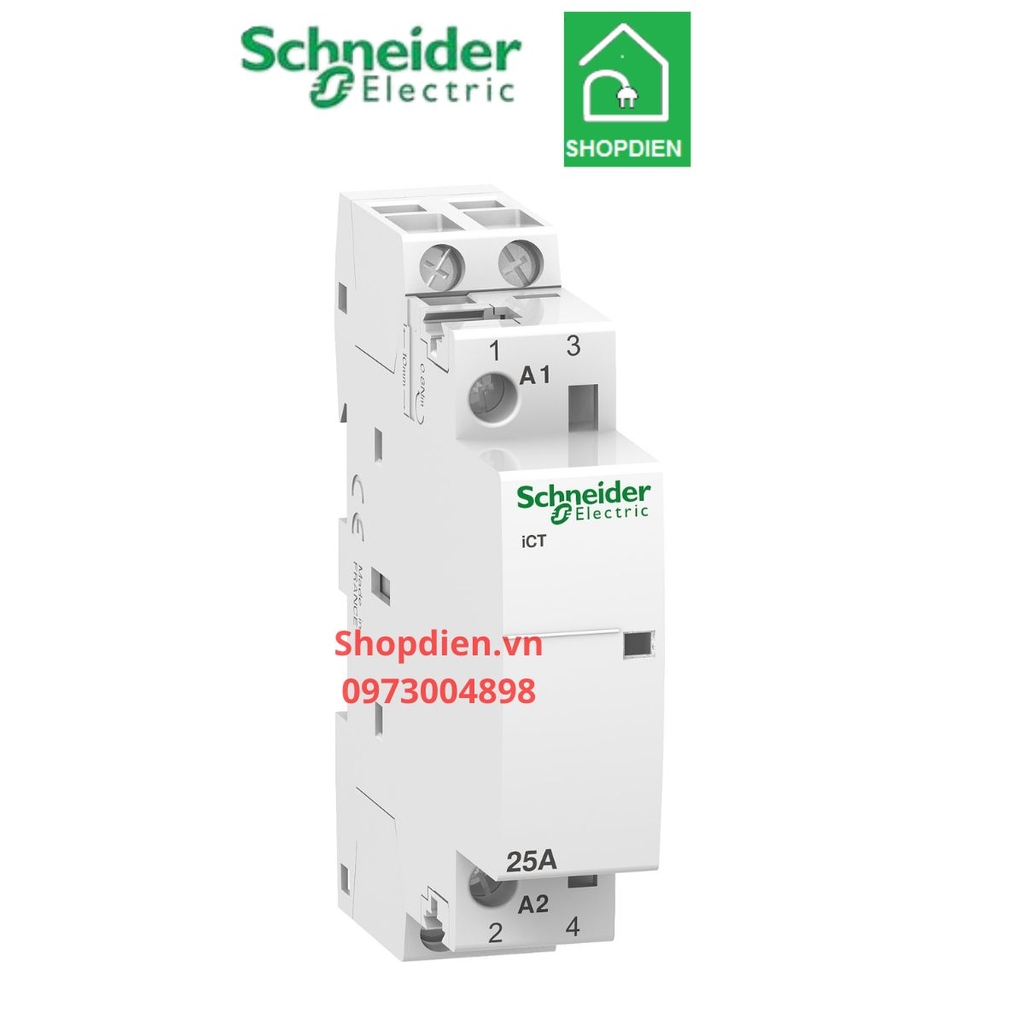 A9C20732 Schneider Contactor khởi động từ 2P 25A Acti9 ICT cài thanh DIN