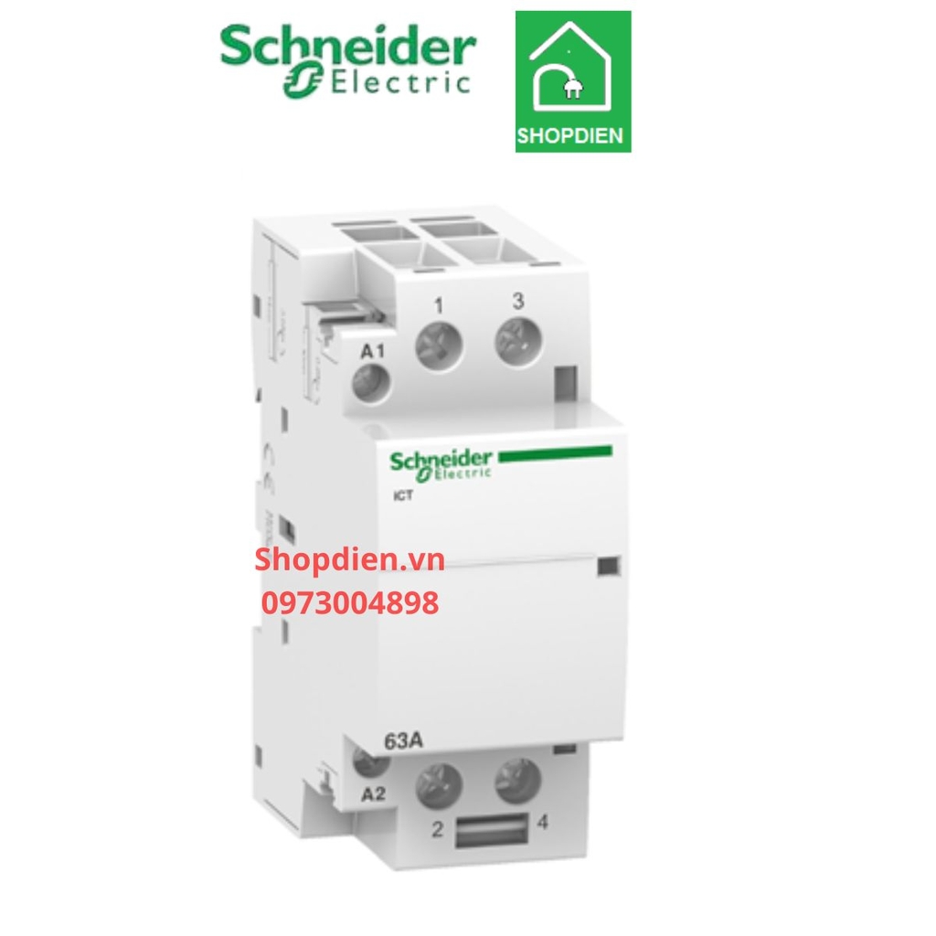 A9C20862 Schneider Contactor khởi động từ 2P 63A Schneider Acti9 ICT cài thanh DIN