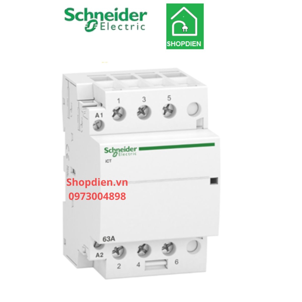 A9C20863 Schneider Contactor khởi động từ 3P 63A Acti9 ICT cài thanh DIN