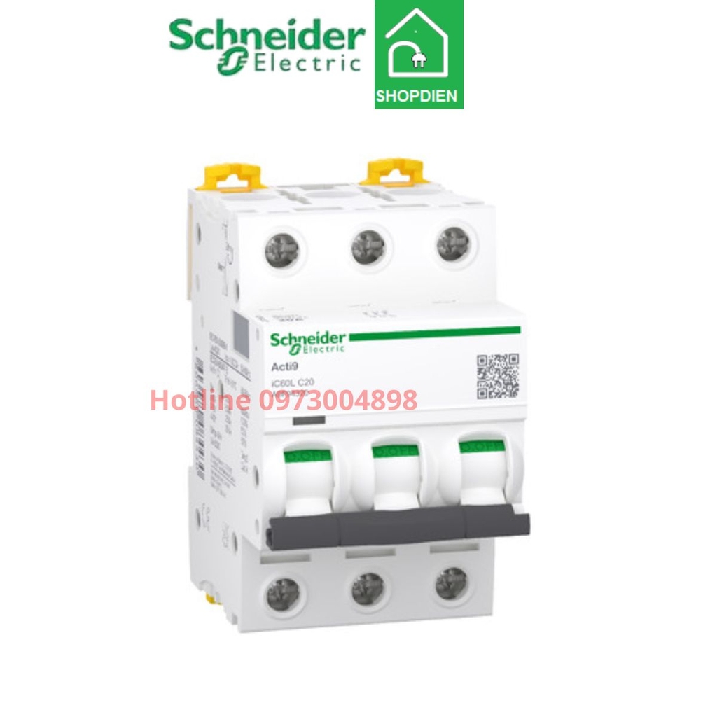 A9F94316 Schneider MCB 3P 16A 15KA Acti9 iC60L Aptomat Cầu dao tự động