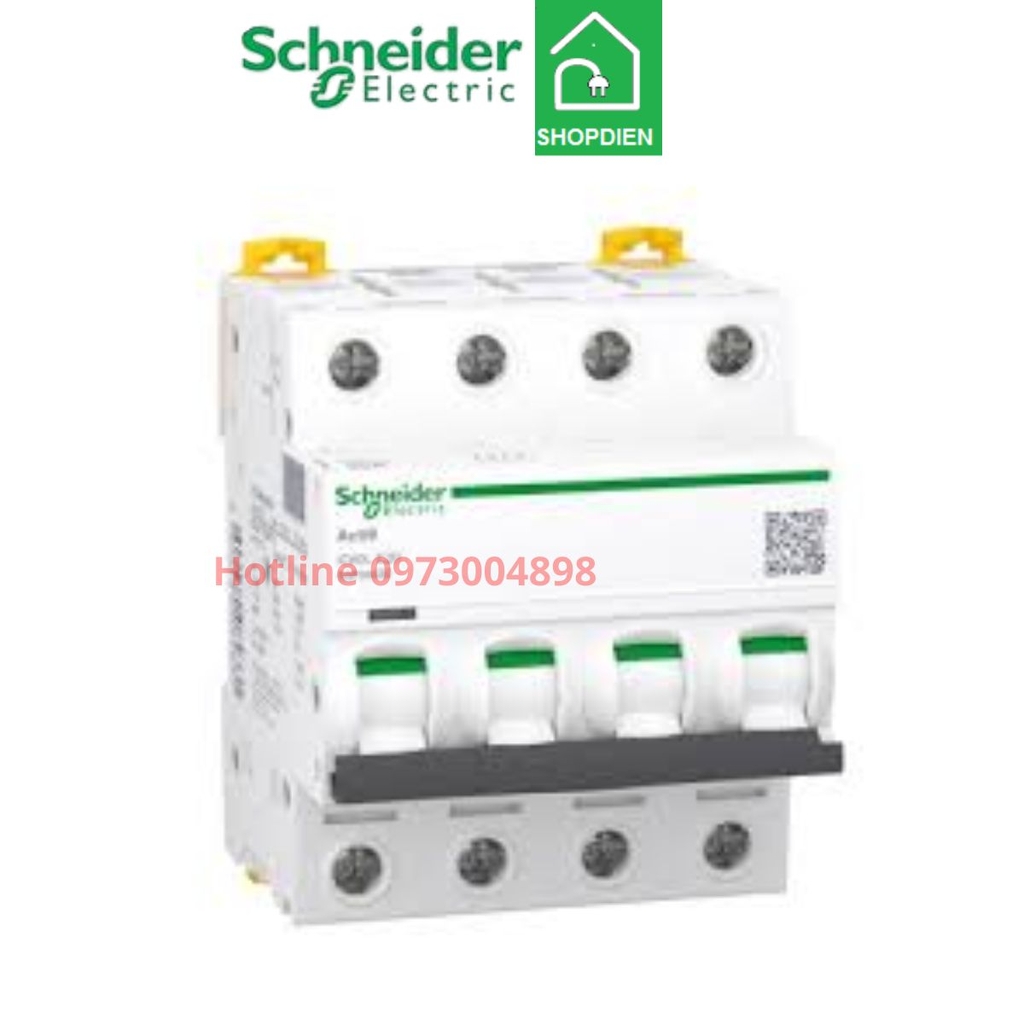 A9F94410 Schneider MCB 4P 10A 15KA Acti9 iC60L Aptomat Cầu dao tự động