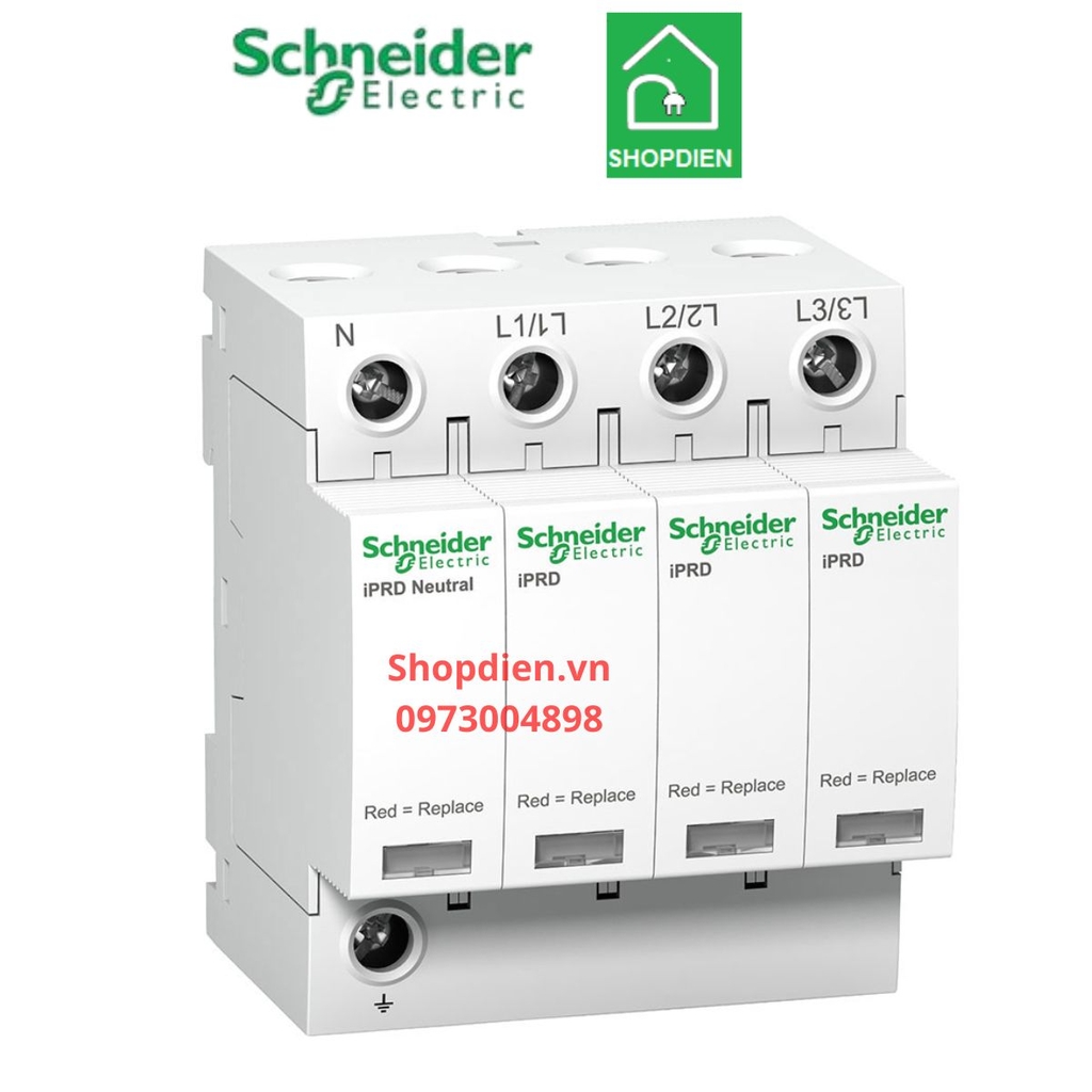 A9L20600 Schneider Chống sét lan truyền 3P+N 20KA Acti9 SPD Loại 2 Surge Arrester iPRD