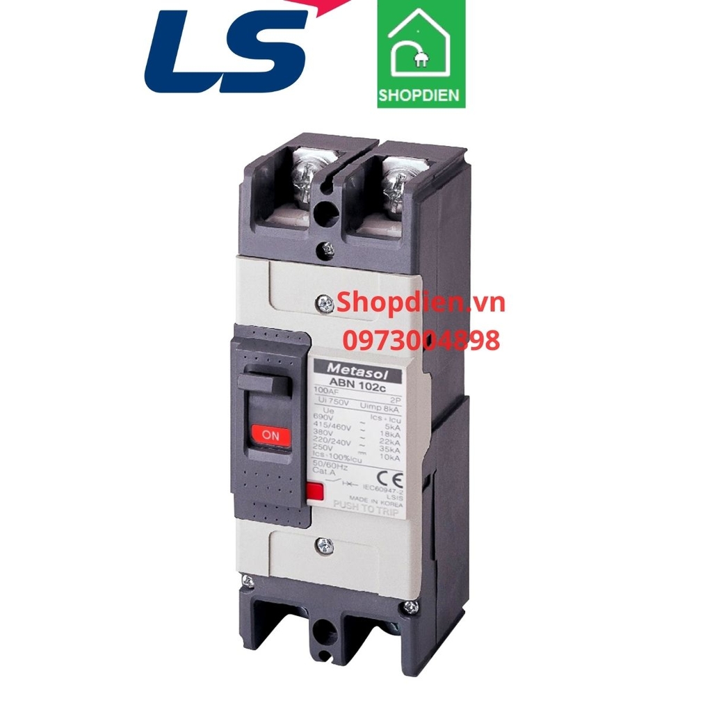 ABN102C LS MCCB 2P 50A 35kA Aptomat Cầu dao tự động