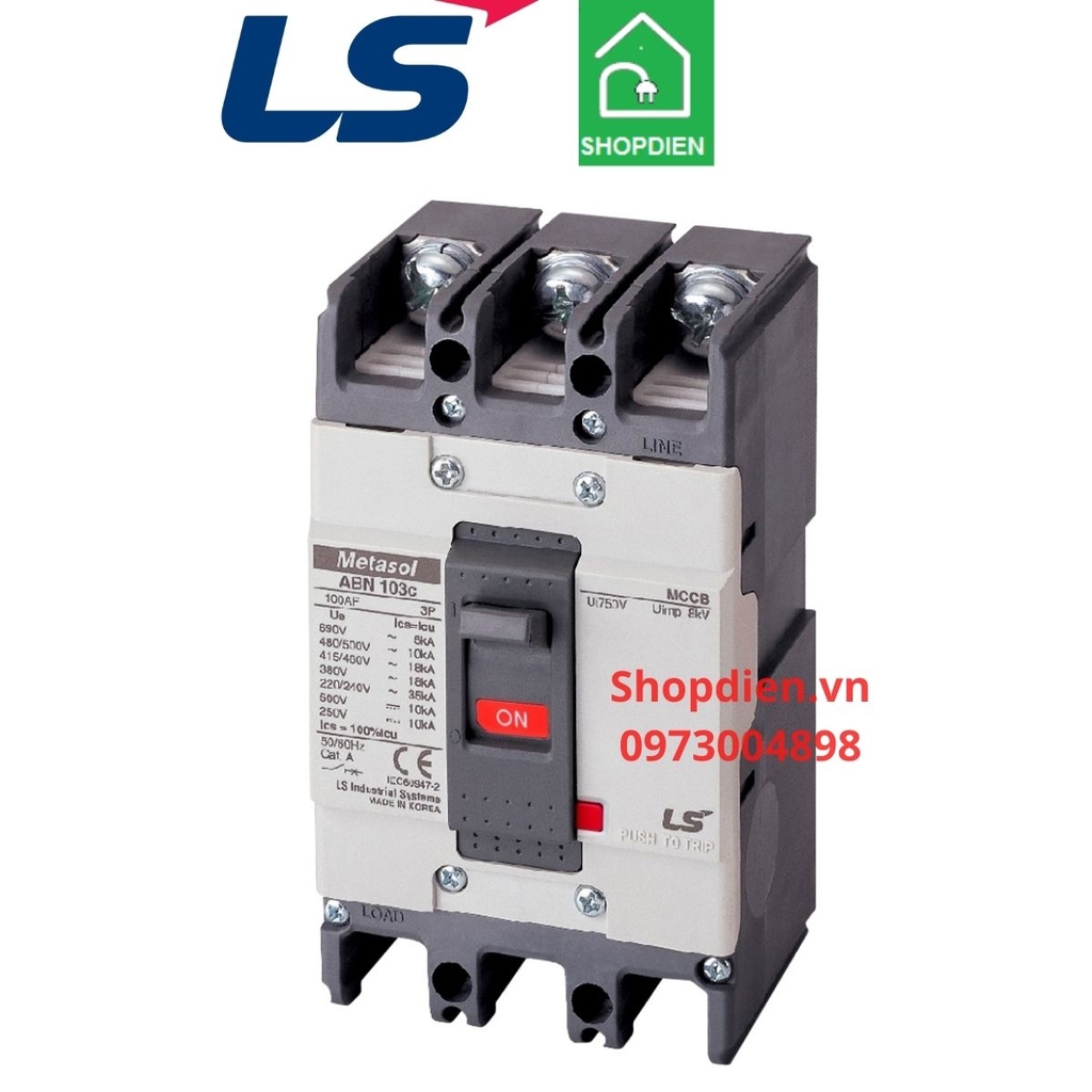 ABN103C LS MCCB 3P 75A 22KA Aptomat Cầu dao tự động
