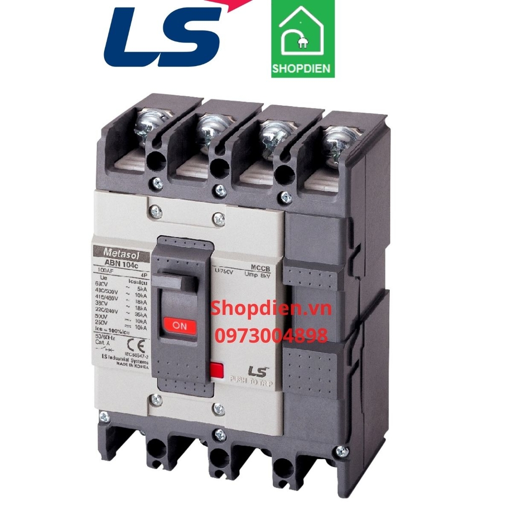 ABN104C LS MCCB 4P 100A 22kA Aptomat Cầu dao tự động