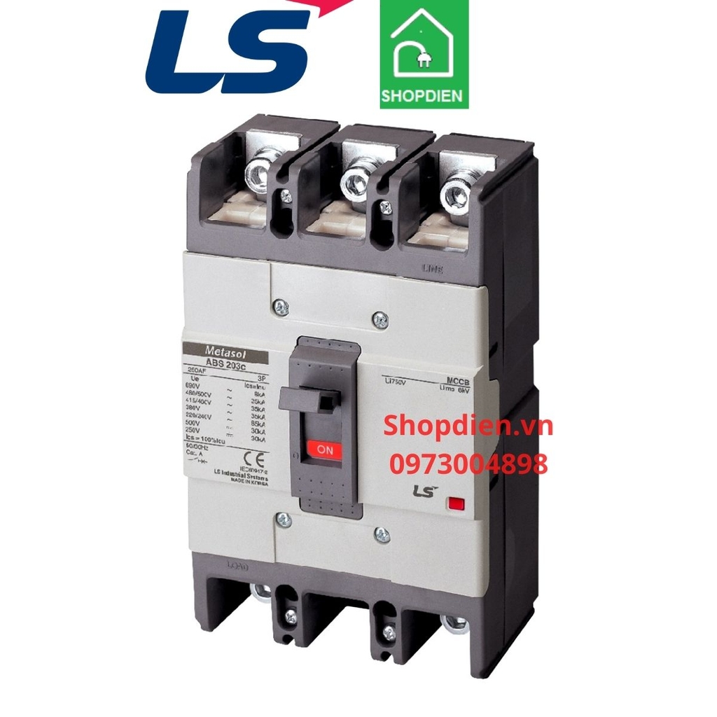ABN203C LS MCCB 3P 250A 30KA Aptomat Cầu dao tự động