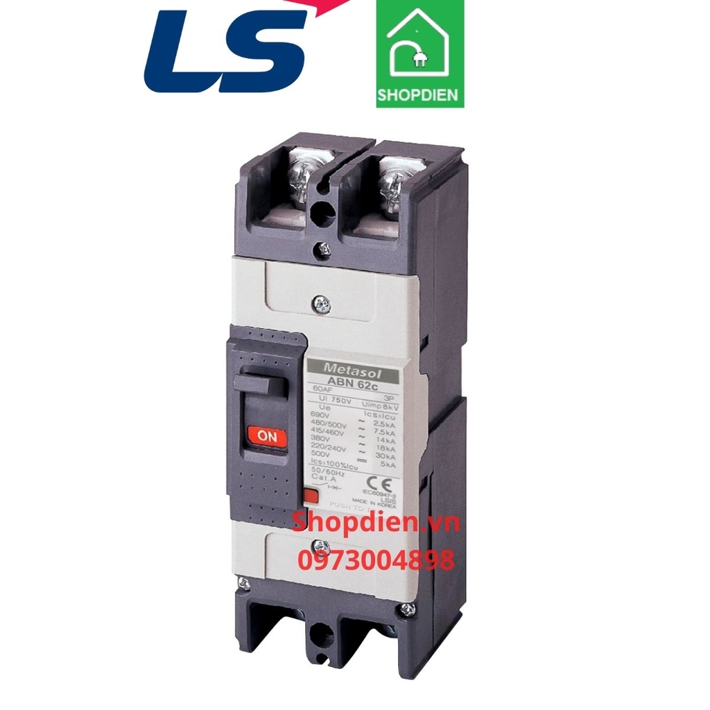 ABN62C LS MCCB 2P 60A 30kA Aptomat Cầu dao tự động