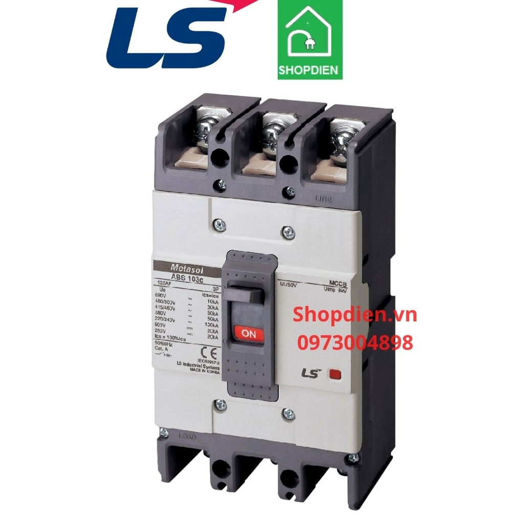 ABS103C LS MCCB 3P 20A 42KA Aptomat Cầu dao tự động