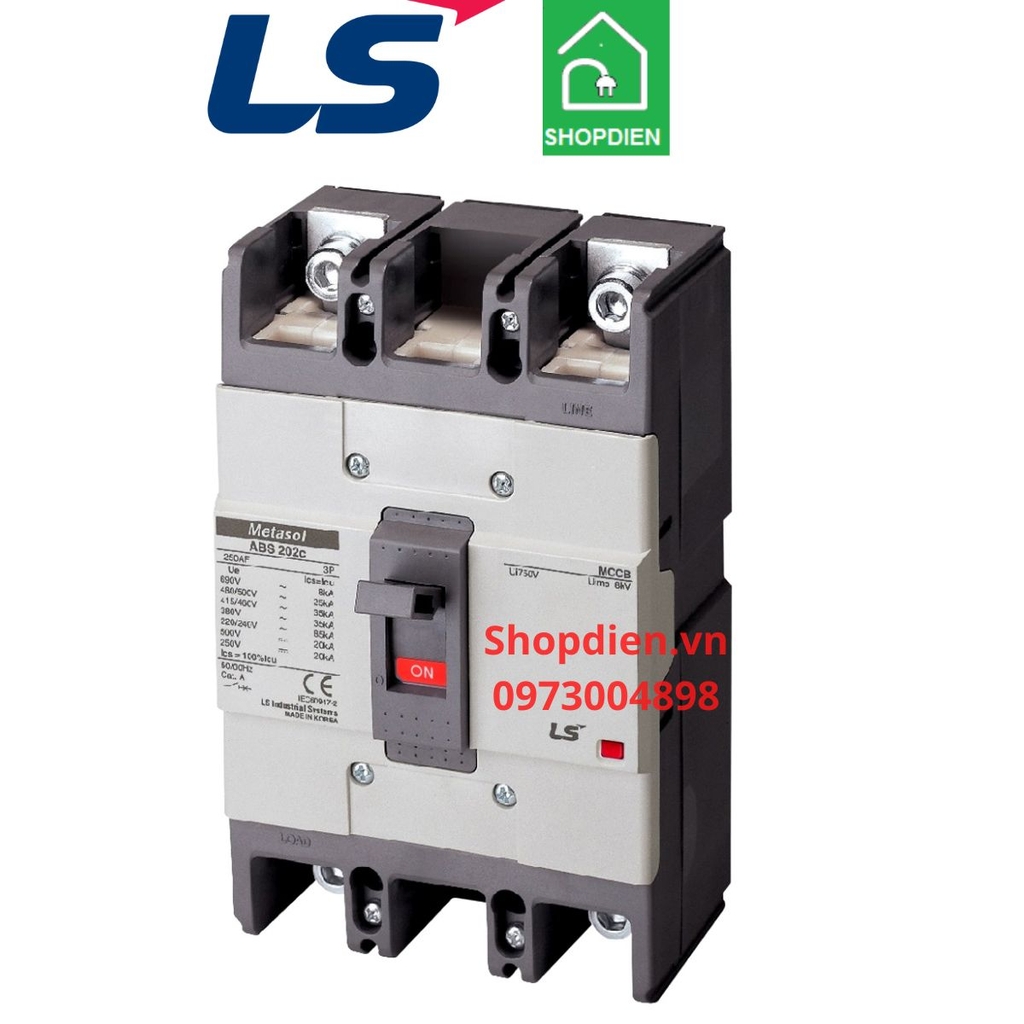 ABS202C LS MCCB 2P 175A 85KA Aptomat Cầu dao tự động