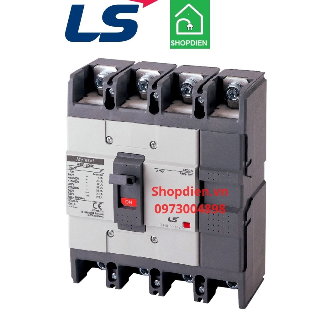 ABS204C LS MCCB 4P 200A 42KA Aptomat Cầu dao tự động