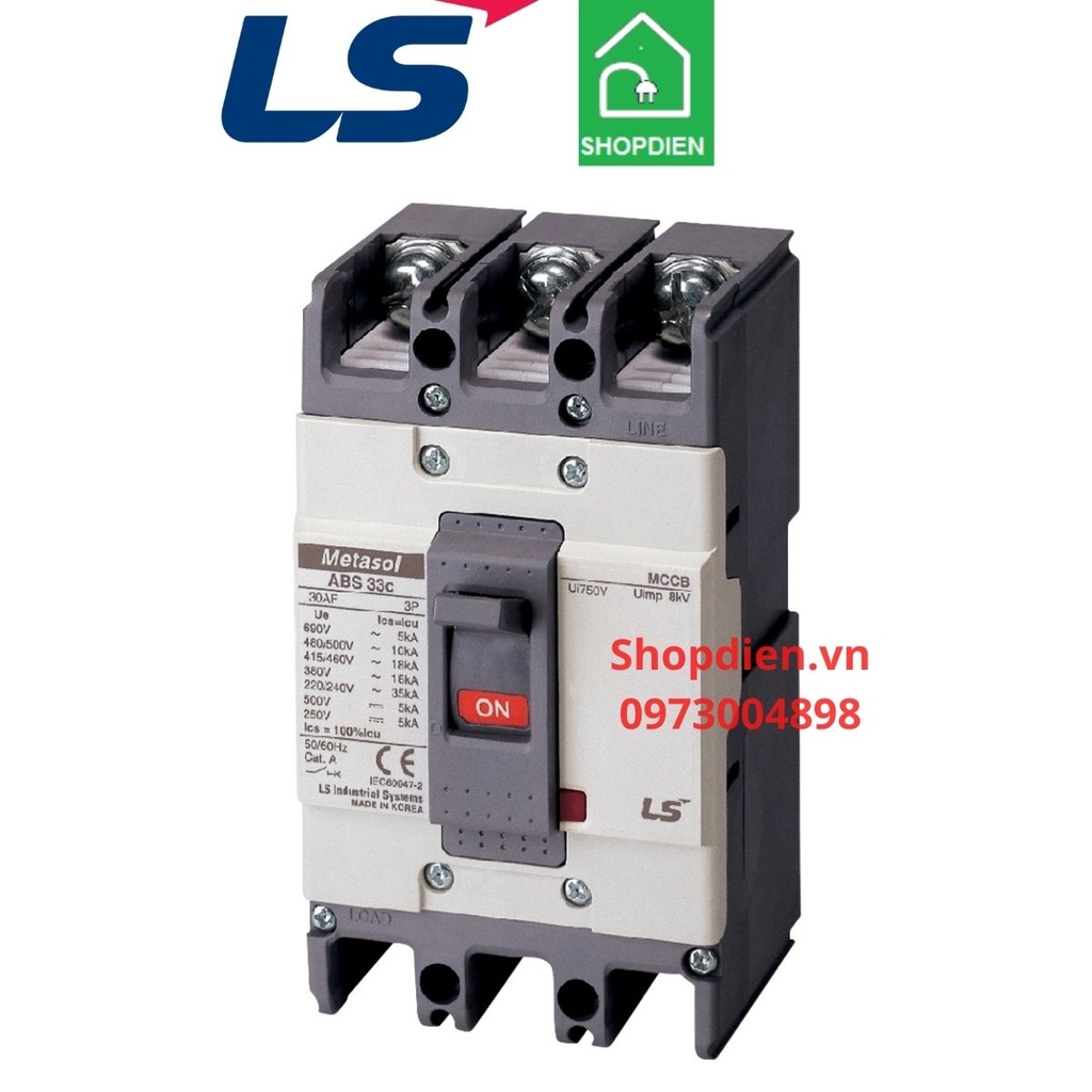 ABS33C LS MCCB 3P 20A 14KA Aptomat Cầu dao tự động