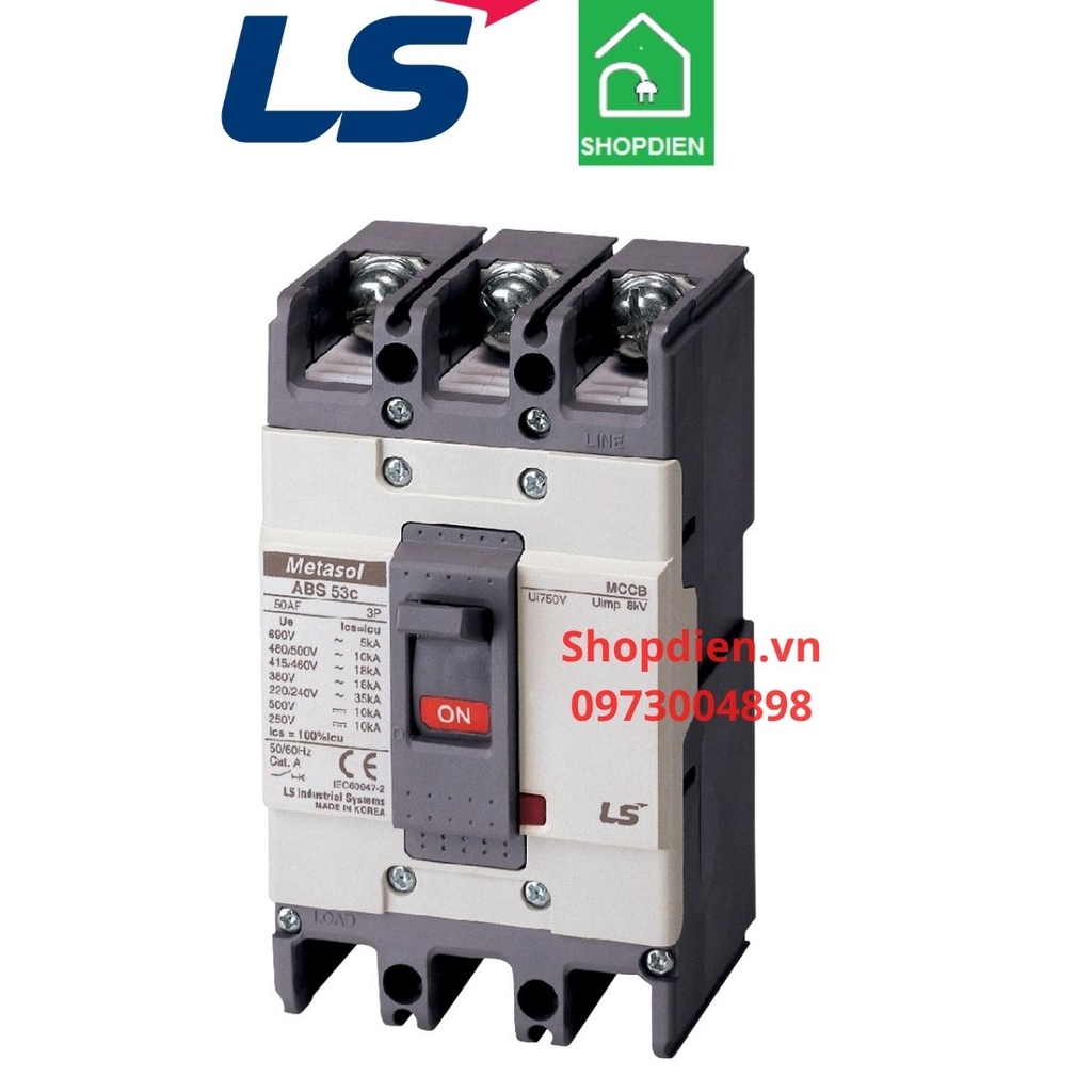 ABS53C LS MCCB 3P 50A 22kA Aptomat Cầu dao tự động