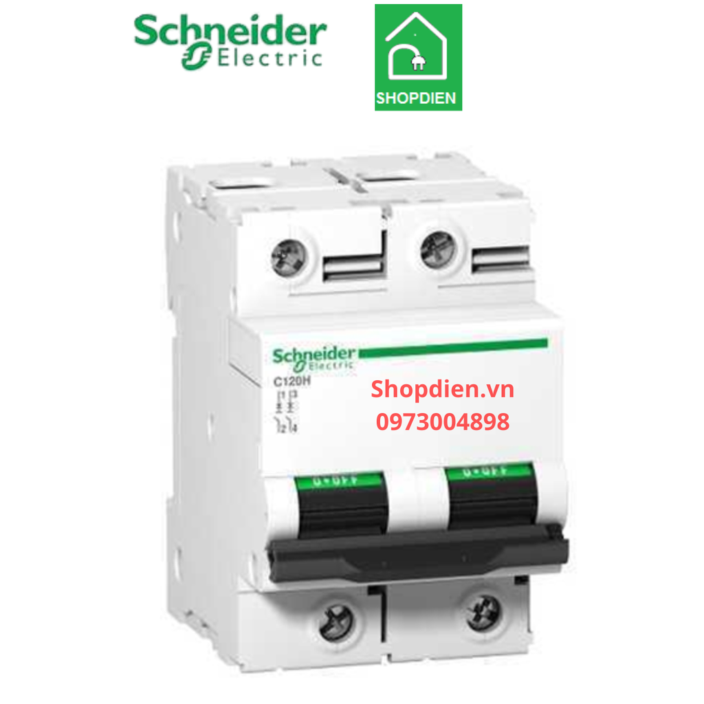 Aptomat Cầu dao tự động MCB 2P 100A 15KA Schneider Acti9 C120N A9N18458