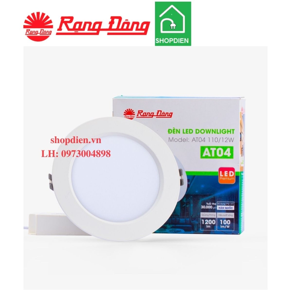AT04 110/12W Rạng Đông Đèn downlight âm trần 12W D110