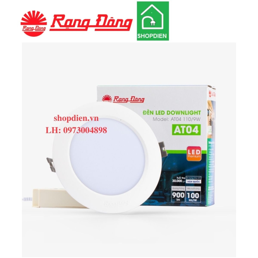AT04 110/9W Rạng Đông Đèn downlight âm trần 9W D110
