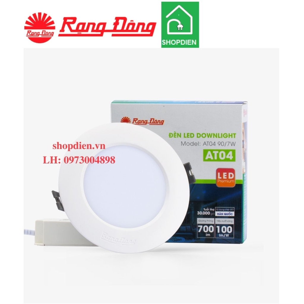 AT04 90/7W  Rạng Đông Đèn downlight âm trần 7W D90