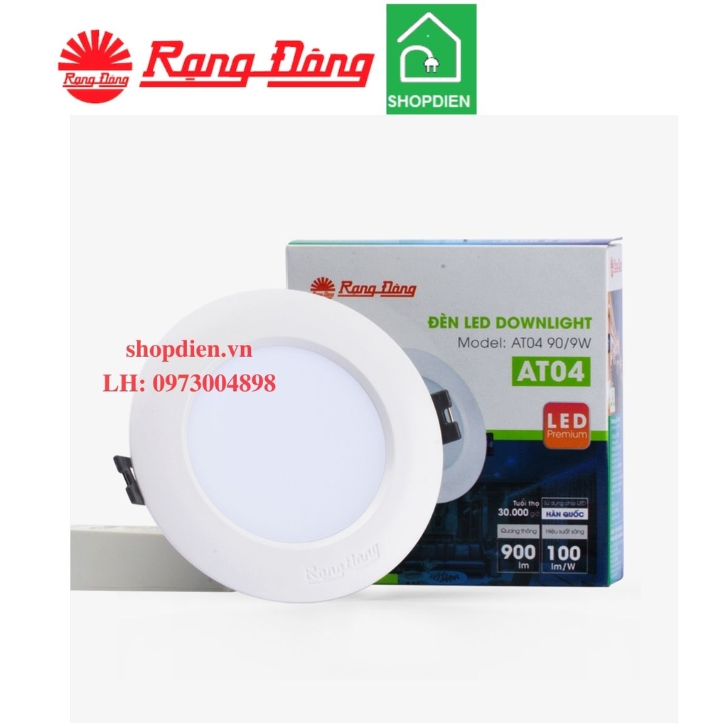 AT04 90/9W Rạng Đông  Đèn downlight âm trần 9W D90