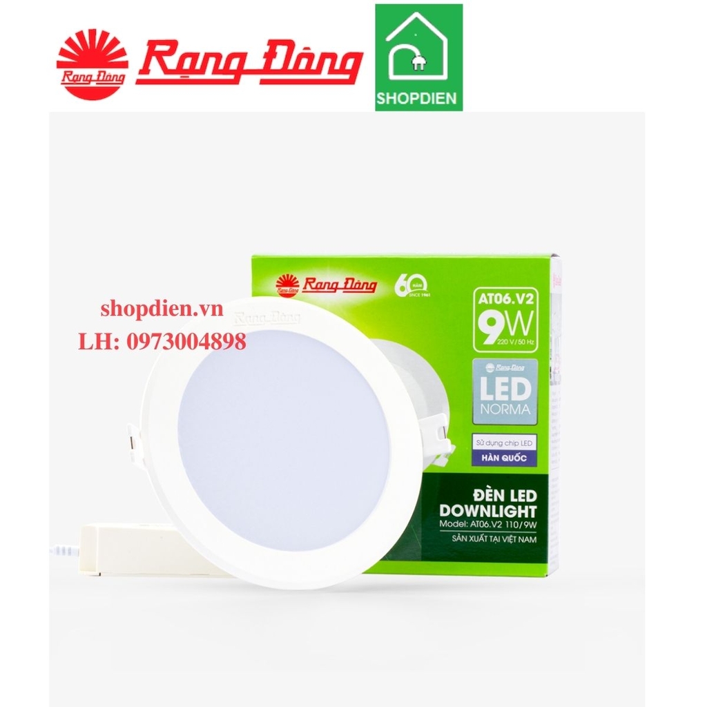 AT06 V3 110/10W Rạng Đông Đèn downlight âm trần 10W D110