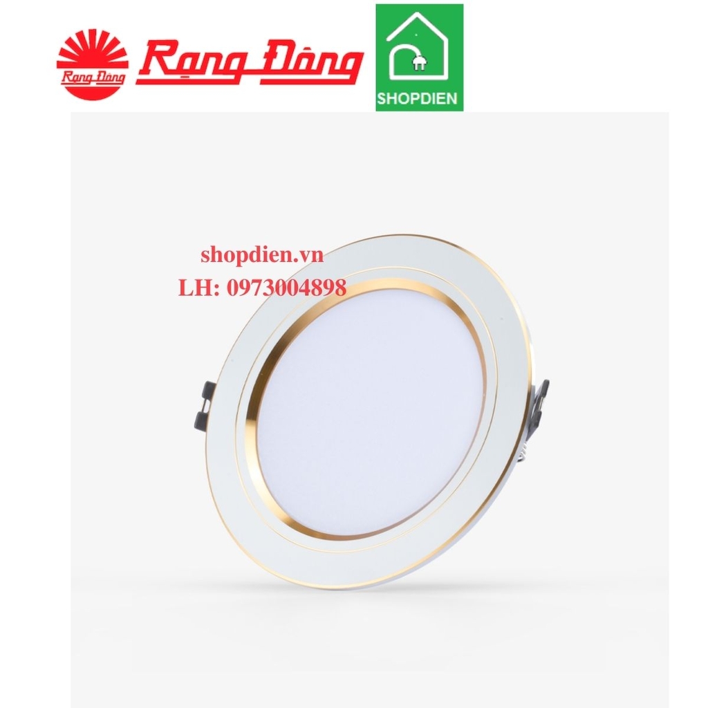 AT10 90/8W Rạng Đông Đèn downlight âm trần 8W D90 viền vàng
