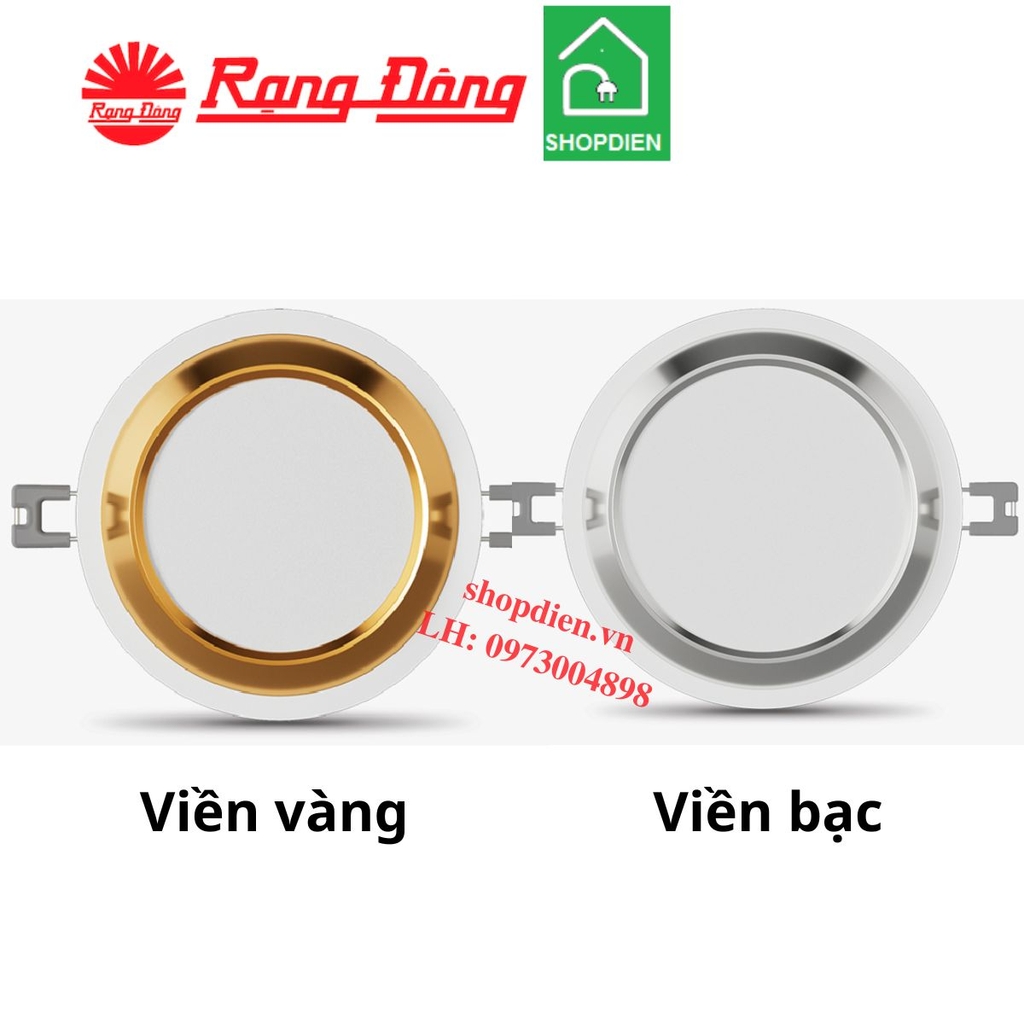 AT60 90/10W Rạng Đông Đèn Downlight 10W D90 âm trần viền vàng / viền bạc