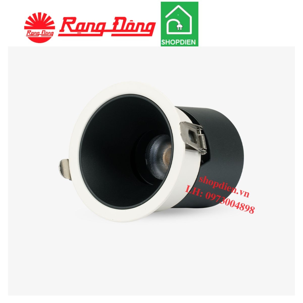 AT61 76/12W Rạng Đông Đèn Sportlight âm trần 12W D76 chóa đen chỉnh góc
