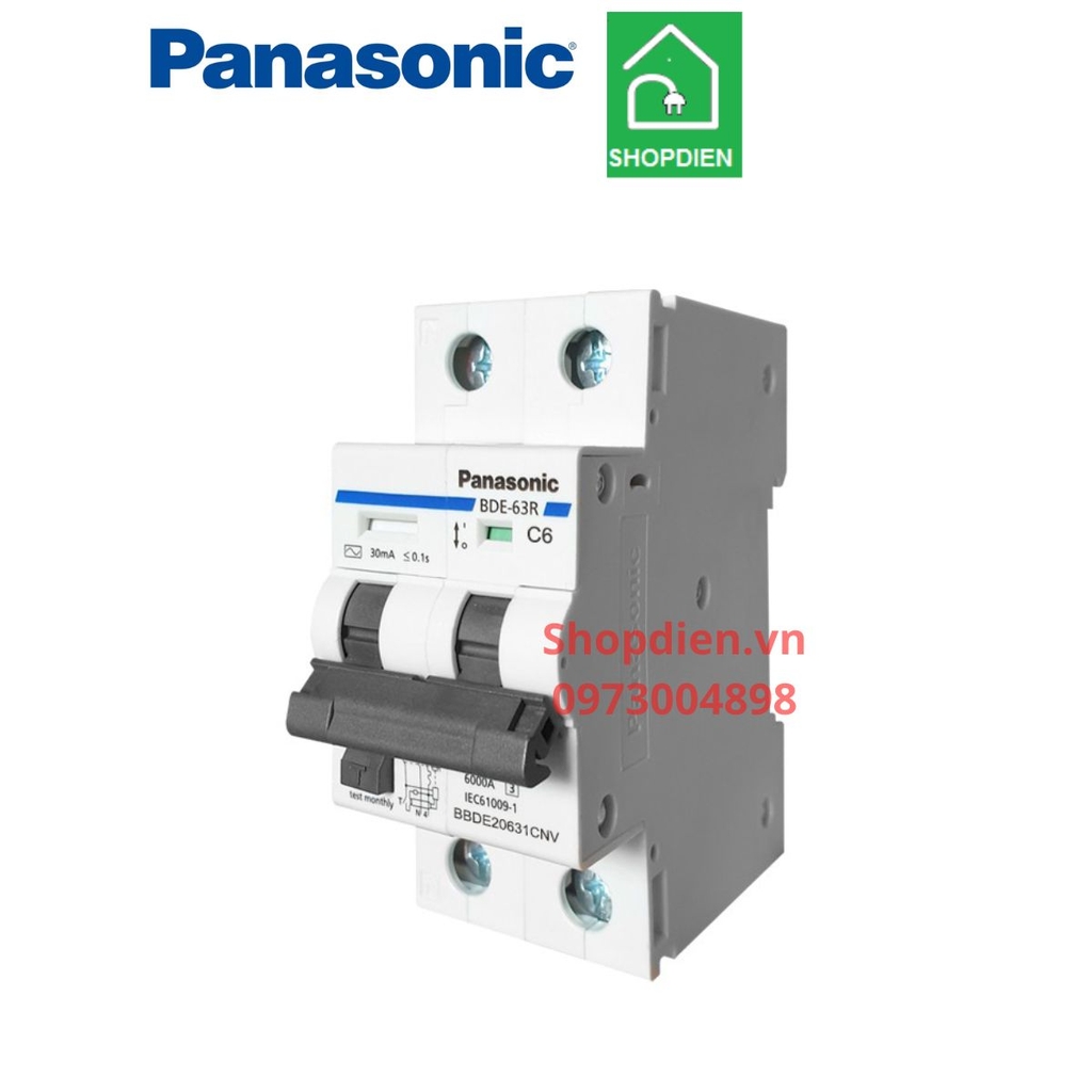 BBDE20631CNV Panasonic RCBO 2P 6A 30mA 6KA Aptomat chống rò chống giật