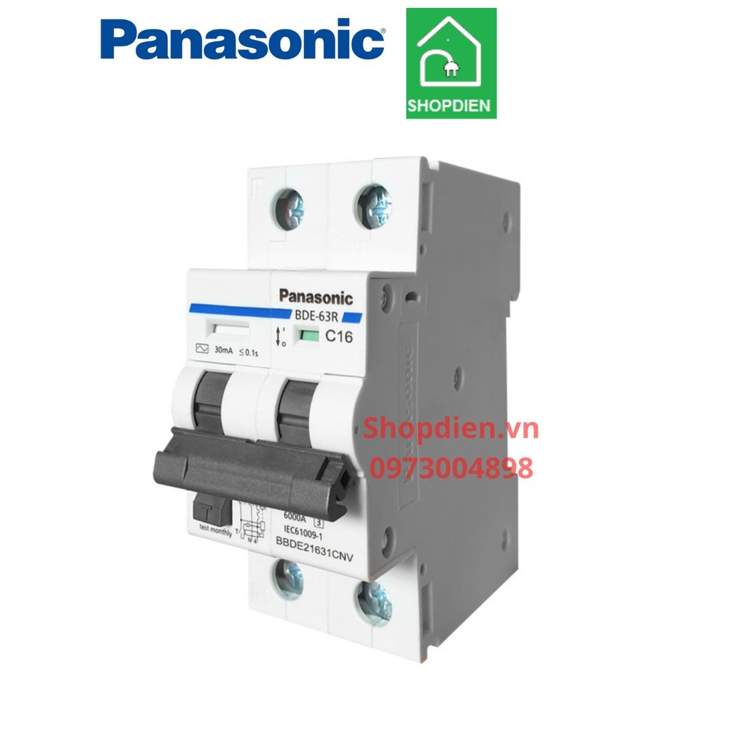 BBDE21631CNV Panasonic RCBO 2P 16A 30mA 6kA aptomat chống rò chống giật