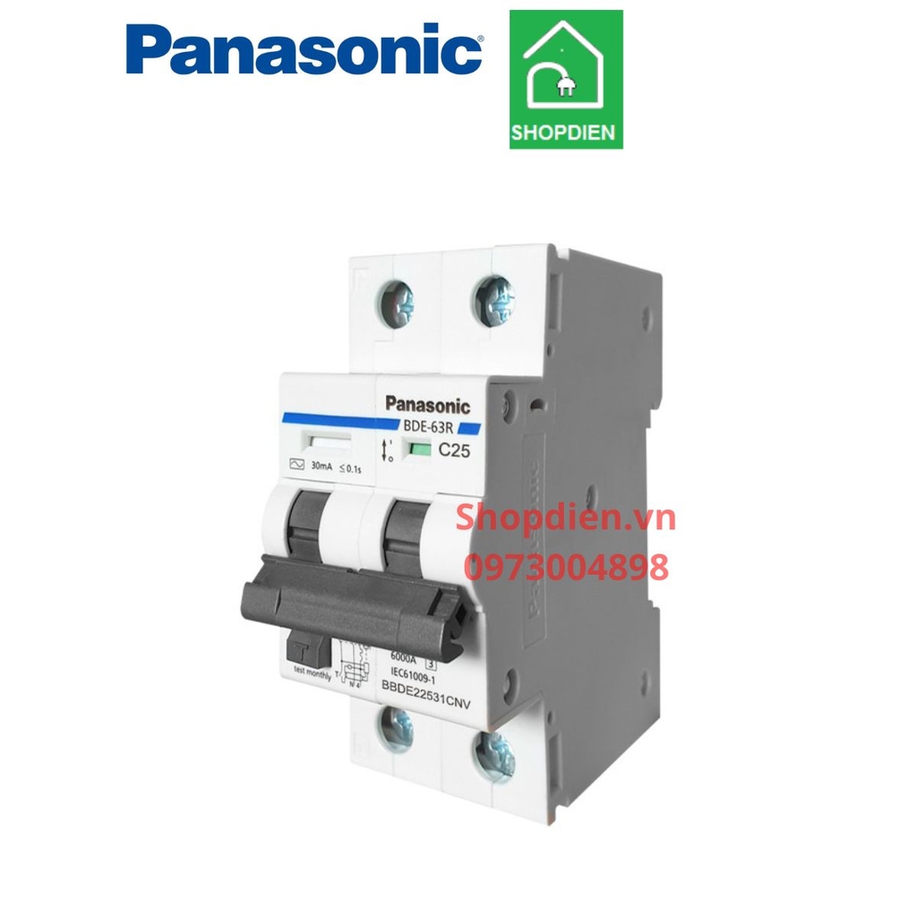 BBDE22531CNV Panasonic RCBO 2P 25A 30mA 6kA aptomat chống rò chống giật