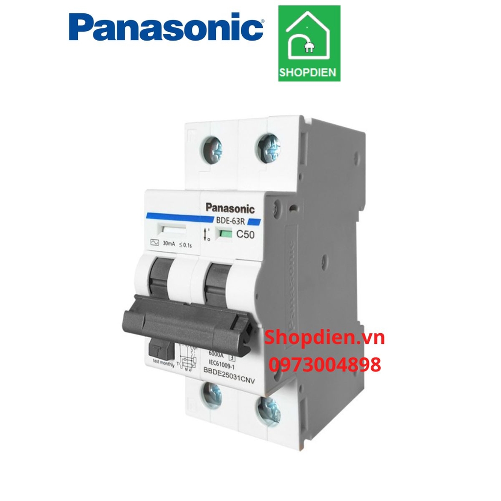BBDE25031CNV Panasonic RCBO 2P 50A 30mA 6kA aptomat chống rò chống giật