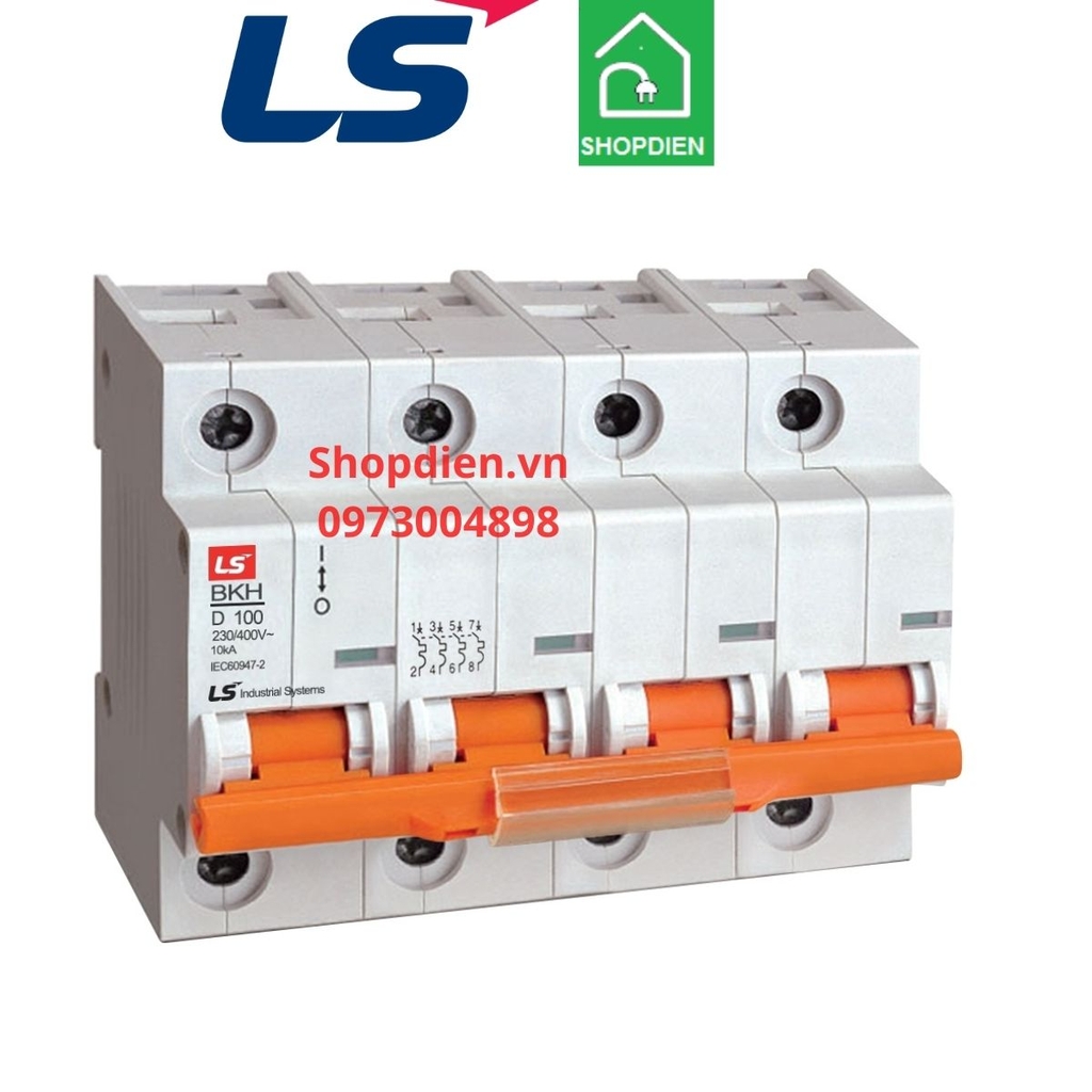 BKH LS MCB 4P 100A 10kA Aptomat Cầu dao tự động