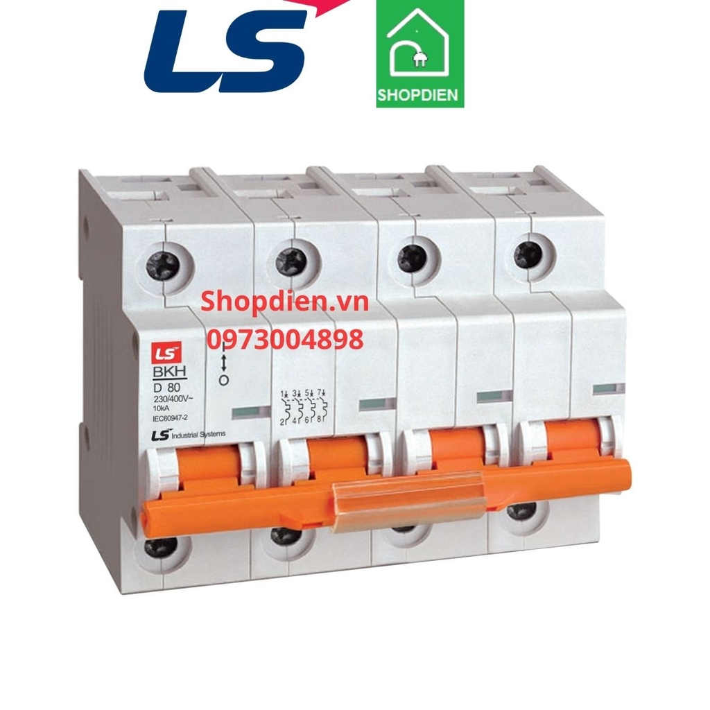 BKH LS MCB 4P 80A 10kA Aptomat Cầu dao tự động