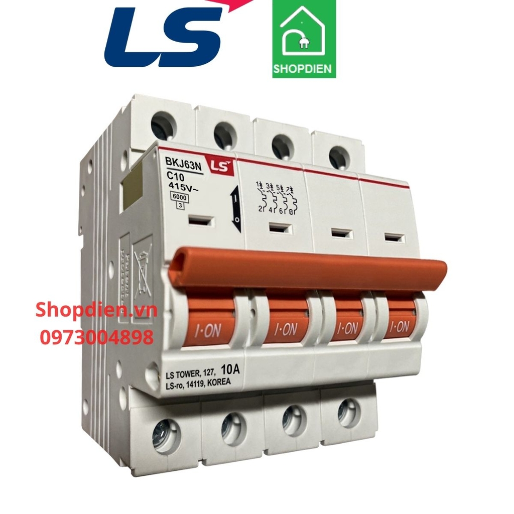 BKJ63N LS MCB 4P 10A 6KA Aptomat Cầu dao tự động