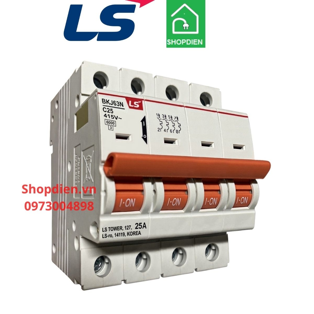 BKJ63N LS MCB 4P 25A 6KA Aptomat Cầu dao tự động