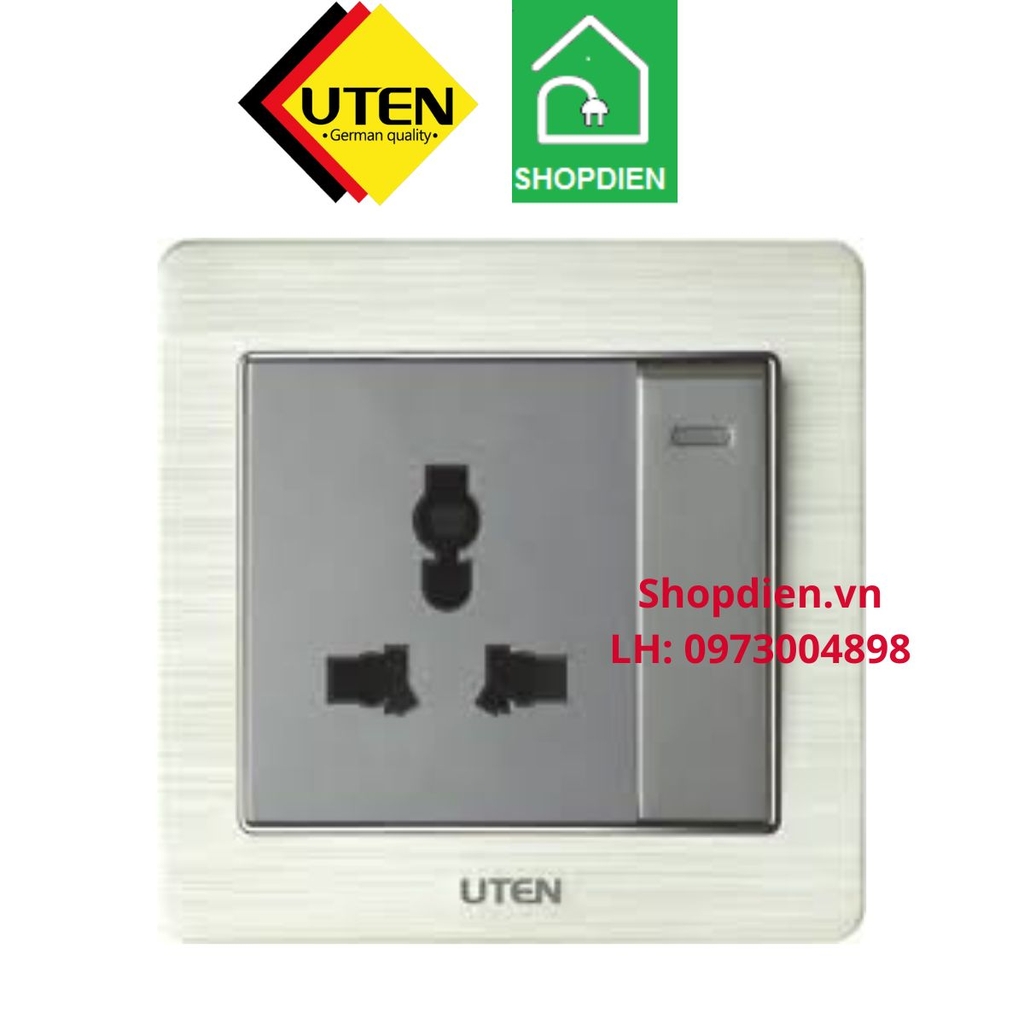 Bộ công tắc 1 chiều+ ổ cắm V6 switch socket UTEN V6.0GK11Z13/N