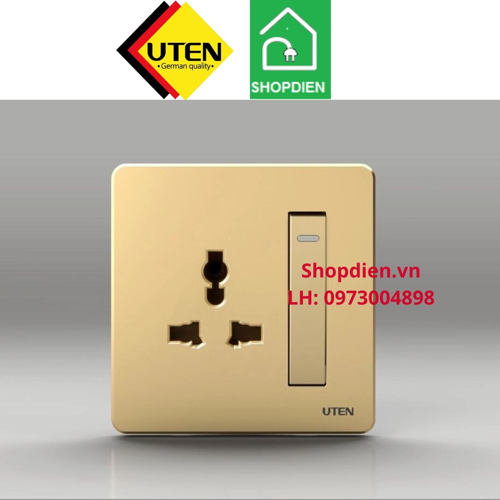 Bộ công tắc đảo chiều + ổ cắm Q7 switch socket UTEN Q7GK12Z13/N