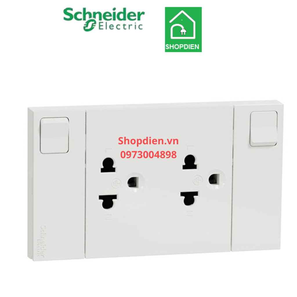 Bộ ổ cắm đôi 3 chấu 16A có công tắc Schneider AvatarOn A M3T_SIS_WE