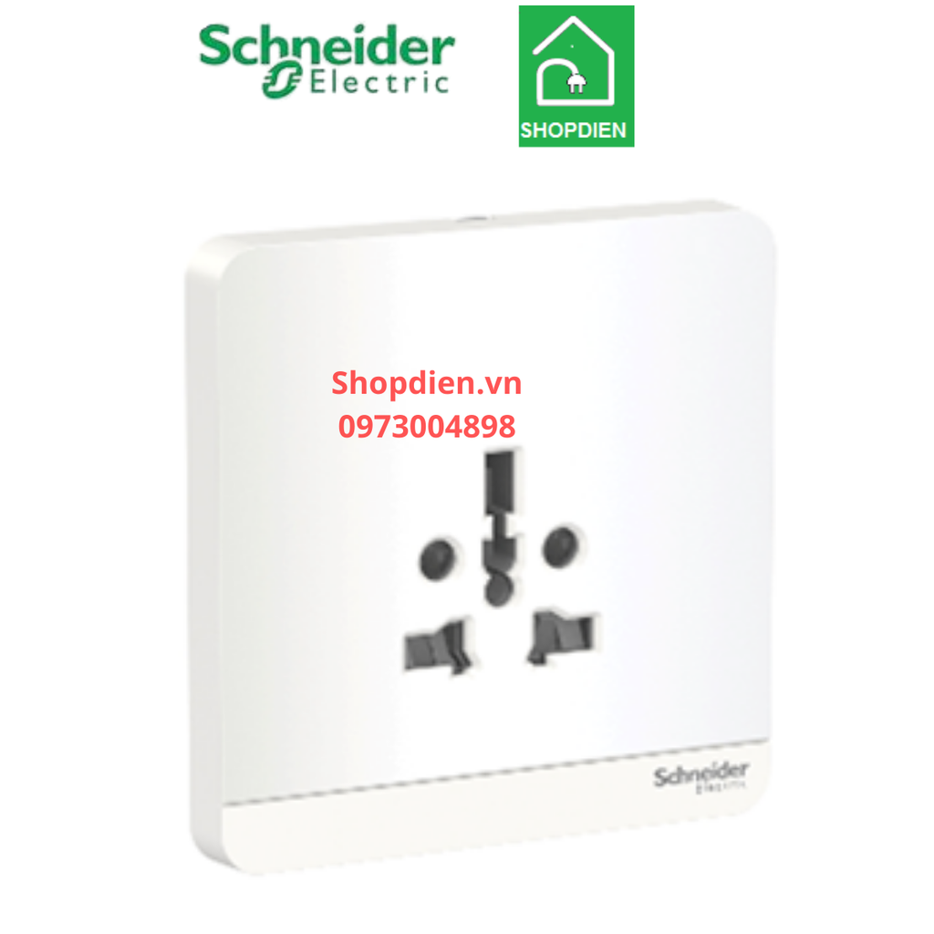 Bộ ổ cắm đơn đa năng 16A Schneider AvatarOn E83426TS_WE_G19 Màu trắng Vuông