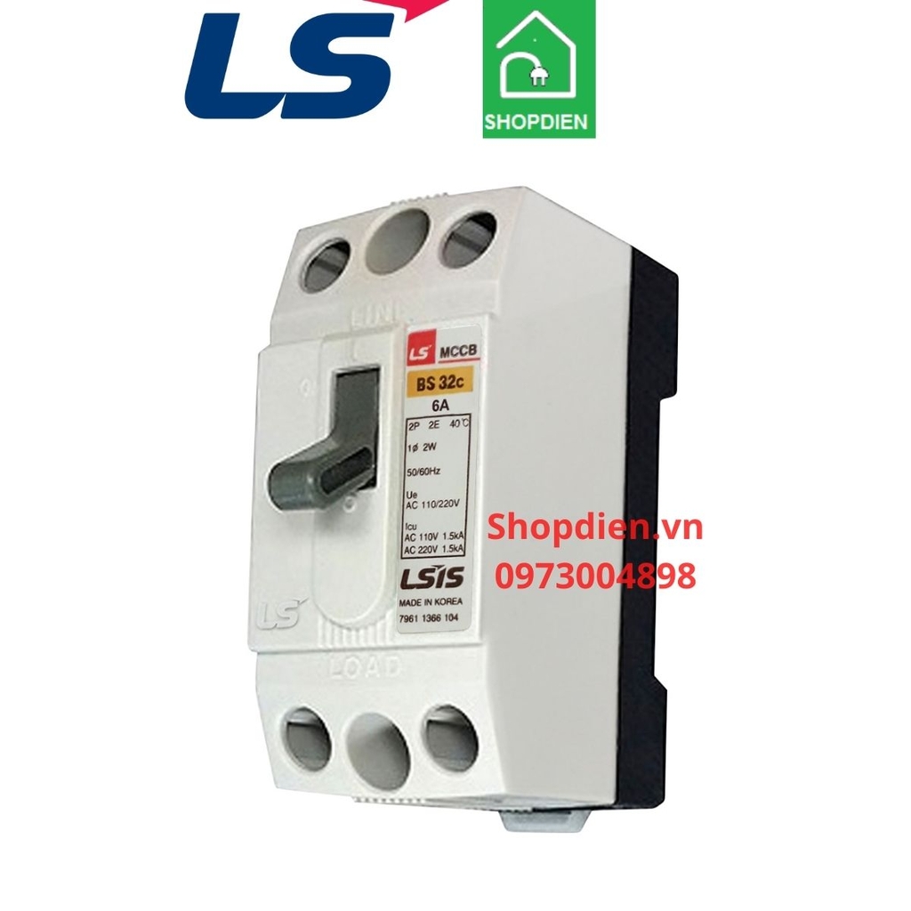 BS32C LS MCCB 2P 10A 1.5KA Aptomat Cầu dao tự động không vỏ