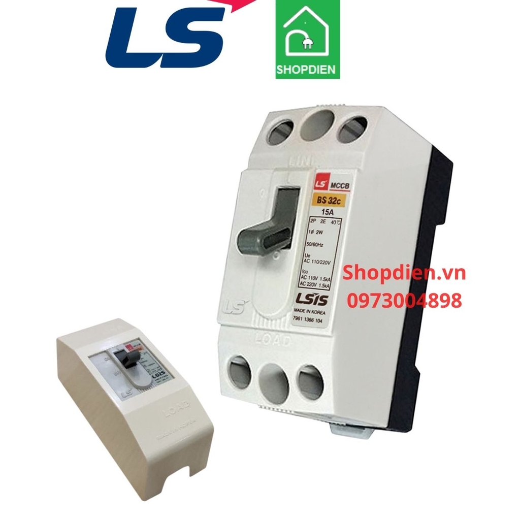 BS32C LS MCCB 2P 15A 1.5KA Aptomat Cầu dao tự động có vỏ
