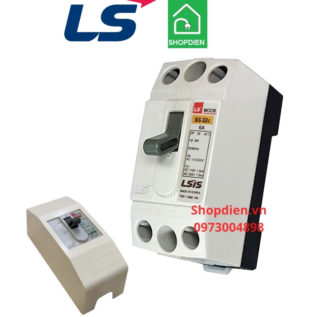 BS32C LS MCCB 2P 6A 1.5KA Aptomat Cầu dao tự động có vỏ