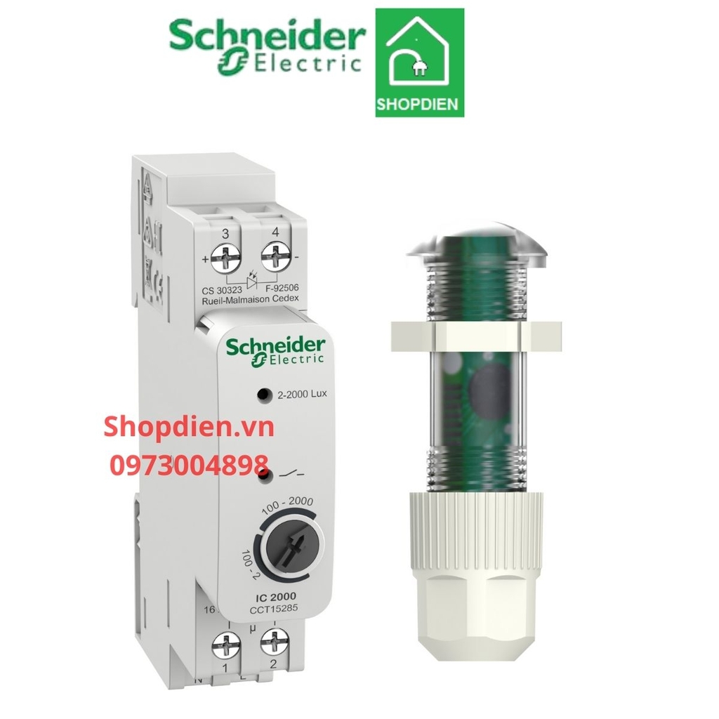 Cảm biến độ sáng 2-2000lx gắn tủ điện 16A Schneider CCT15285