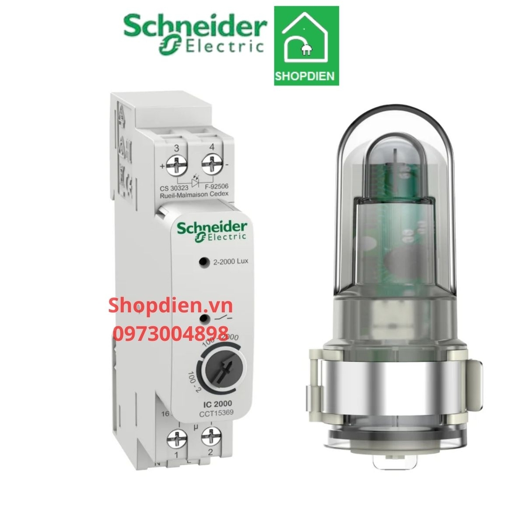 Cảm biến độ sáng 2-2000lx gắn tường 16A Schneider CCT15369