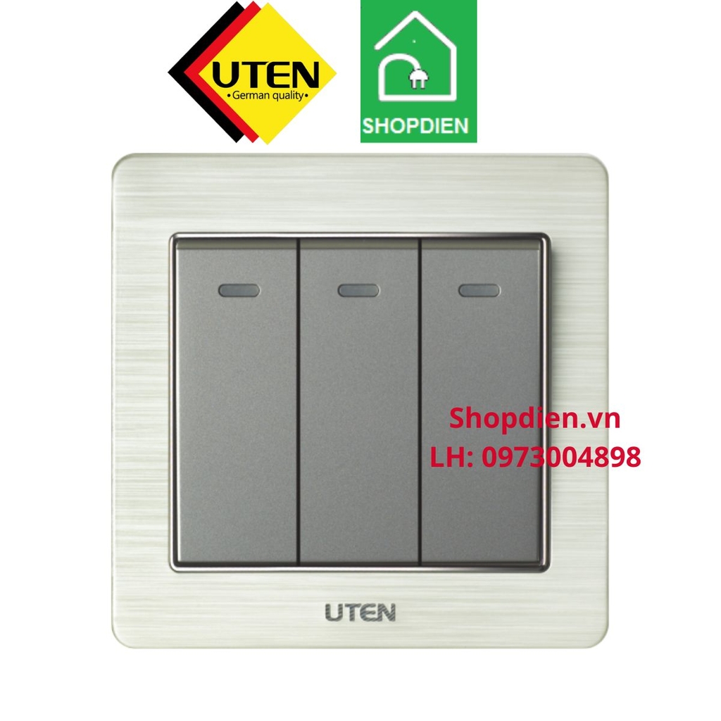 Công tắc ba 1 chiều V6 3 gang 1 way switch UTEN V6.0GK31