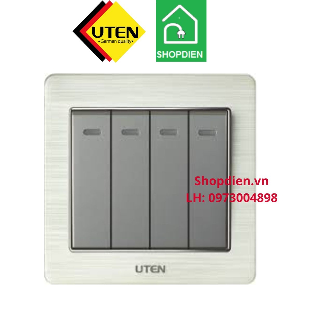 Công tắc bốn 1 chiều V6 4 gang 1 way switch UTEN V6.0GK41