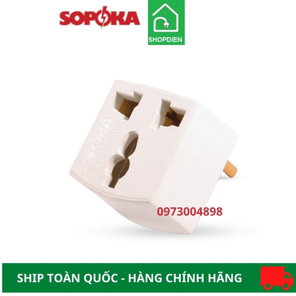 Đầu phích chuyển 2 chân sang 3 chân Sopoka P6A